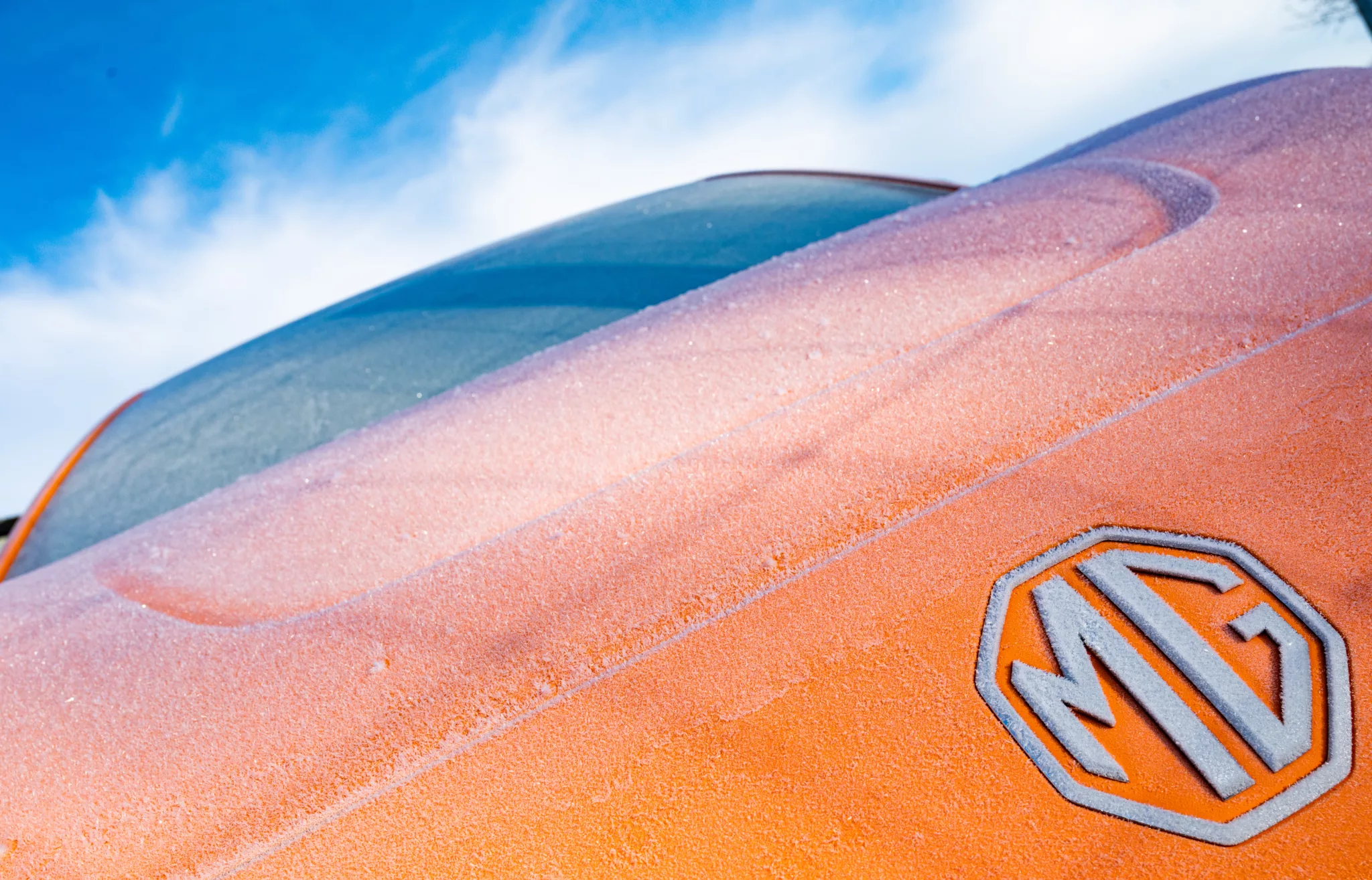 Frozen windscreen on electric car